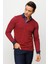 Erkek Polo Yaka Tüy Desenli Sweatshirt Bordo 1