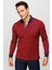 Erkek Polo Yaka Tüy Desenli Sweatshirt Bordo 2