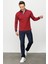 Erkek Polo Yaka Tüy Desenli Sweatshirt Bordo 3