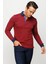 Erkek Polo Yaka Tüy Desenli Sweatshirt Bordo 5