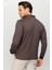 Erkek Polo Yaka Kare Desenli Uzun Kollu Sweatshirt Kahve 4