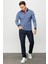 Erkek Polo Yaka Tüy Desenli Sweatshirt Lacivert 3