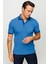 Erkek Polo Yaka Yakası ve Kolu Triko Cepli T-Shirt Saks 1