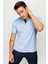 Erkek Polo Yaka Yakası ve Kolu Triko T-Shirt Mavi 1