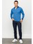 Erkek Polo Yaka Yelken Desenli Sweatshirt Saks 3
