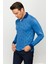 Erkek Polo Yaka Yelken Desenli Sweatshirt Saks 4