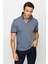 Erkek Polo Yaka Yakası ve Kolu Triko Cepli T-Shirt Füme 3