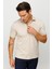 Erkek Polo Yaka Yakası ve Kolu Triko Cepli T-Shirt Bej 1