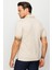 Erkek Polo Yaka Yakası ve Kolu Triko Cepli T-Shirt Bej 4