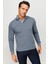 Erkek Polo Yaka Kare Desenli Uzun Kollu Sweatshirt Füme 1