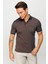 Erkek Polo Yaka Yakası ve Kolu Triko Cepli T-Shirt Kahve 5