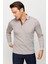Erkek Polo Yaka Kare Desenli Uzun Kollu Sweatshirt Bej 1