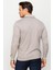 Erkek Polo Yaka Kare Desenli Uzun Kollu Sweatshirt Bej 4