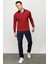 Erkek Polo Yaka Jakarlı Minik Desenli Sweatshirt Bordo 3