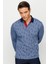 Erkek Polo Yaka Yelken Desenli Sweatshirt Lacivert 1