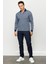 Erkek Polo Yaka Yelken Desenli Sweatshirt Füme 5