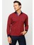 Erkek Polo Yaka Yelken Desenli Sweatshirt Bordo 5