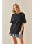 Siyah Oversize Basic T-Shirt 3YXK1-47087-02 5