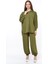Kadın Aerobin Gömlek-Pantolon Alt Üst Ikili Takım Haki 4