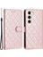 Samsung Galaxy S23 Bilek Strap Telefon Kılıfı Dikiş Hattı Rhombus Cüzdan Stand Cep Telefonu Kapağı (Yurt Dışından) 2