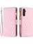 Samsung Galaxy A34 5g Baskılı Rhombus Desen Pu Deri Kılıf Folio Manyetik Cüzdan Stand Zipper Cep Telefon Kapağı Kayışla (Yurt Dışından) 1