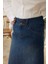 2254-DENIM Klasik Etek Koyu Mavi 2