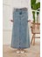 2254-DENIM Klasik Etek Mavi 1