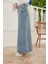 2254-DENIM Klasik Etek Mavi 3