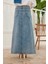 2254-DENIM Klasik Etek Mavi 4