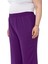 Büyük Beden Beli Lastikli Astarlı Bol Paça Şifon Mor Pantolon 5