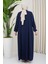 Medine Ipeği Tesettür Pile Detaylı Ferace MDC-0165 Lacivert 2