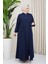 Medine Ipeği Tesettür Pile Detaylı Ferace MDC-0165 Lacivert 3