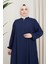 Medine Ipeği Tesettür Pile Detaylı Ferace MDC-0165 Lacivert 4