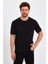 Erkek Siyah Basic Kolları Şeritli %100 Pamuk Bisiklet Yaka Regular Fit T-Shirt 3