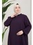 Medine Ipeği Tesettür Pile Detaylı Ferace MDC-0165 Mürdüm 4