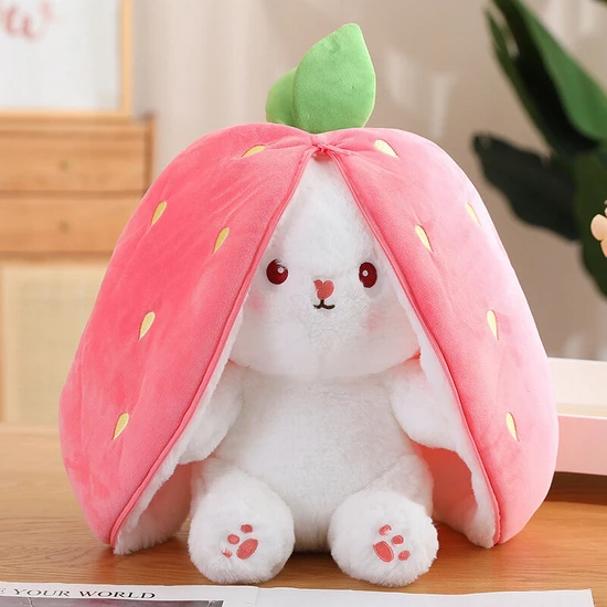 Beautifyy Sevimli Dönüşüm Tavşan Küçük Meyve Peluş Oyuncak Toy Tavşan Yastığı Havuç Çilek Tavşan Bebek Doll (Yurt Dışından)