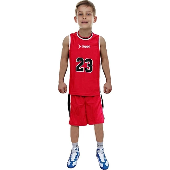 Liggo Kırmızı Çocuk Basketbol Forma Şort Takımı
