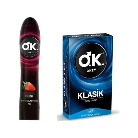 Okey Çilek 100 ml Kayganlaştırıcı Jel + Klasik 10'lu Prezervatif