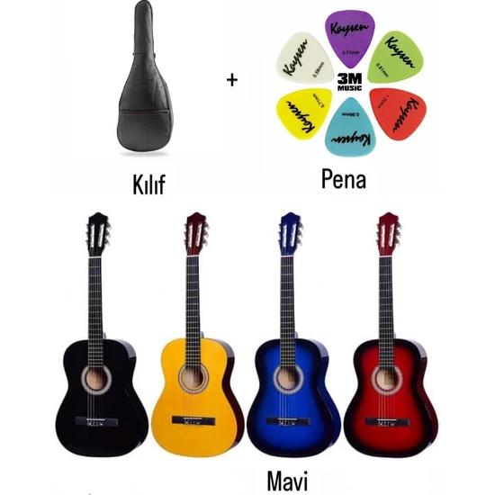 3M Music Klasik Gitar 3/4 ve 4/4 Boy Klasik Gitar Seti Junior Boy ve Tam Boy Gitar