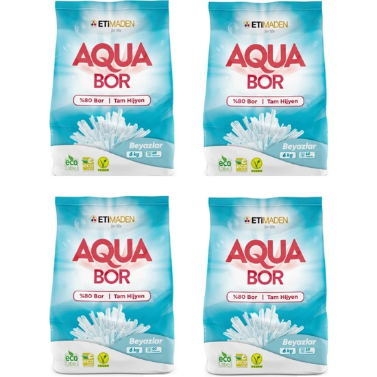 Eti Maden Aqua Bor Deterjan  (Boron) Beyazlar 6 kg x 4 Adet