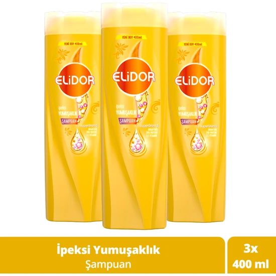 Elidor Superblend Saç Bakım Şampuanı İpeksi Yumuşaklık Argan Yağı İpek Proteini C Vitamini 400 ml x3