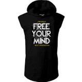 Artaport Design Free Your Mind Baskılı Kapüşonlu Kolsuz Siyah T-Shirt