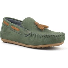 Rakerplus Yeşil  Erkek Çocuk Mokasen Ayakkabı Suni Deri Kaydırmaz Taban ile Rahat Günlük Kullanım