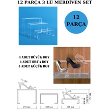 İstanbul Manken 12 Parça Pleksi Şeffaf Kademeli Ayakkabı Rafı Ayakkabı Teşhir Standı