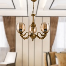 Dede Üç Kollu Riga Zamak Avize Eskitme Bal Camlı