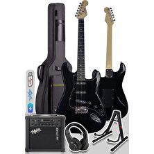 Midex RPH30XBK-AMP Black Elektro Gitar Seti 20 WATT GAİN'Lİ Amfi Kulaklık Full SET