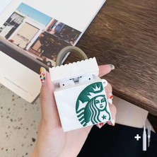 Ewec Airpods 1. ve 2. Nesil Uyumlu Starbucks Çanta Kılıf ve Beyaz 3'ü 1 Arada Airpods Temizleme Kalemi Seti