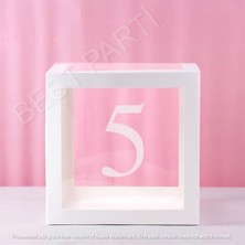 Best Parti Beyaz Şeffaf Balon Kutusu 5 Rakamı 25X25 cm