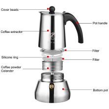 Htun Paslanmaz Çelik Kahve Makinesi Kahve Pot Moka Pot Şofben Kahve Makineleri Su Isıtıcısı Kahve Brewer Latte Percolator Soba Kahve Araçları (Yurt Dışından)