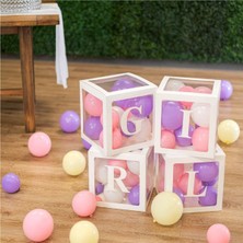Rönesans Parti Beyaz Şeffaf Balon Kutusu   Yazılı 25X25 cm